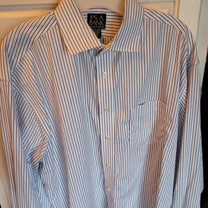 Jos. A. Bank White Shirt with Blue Pinstripes